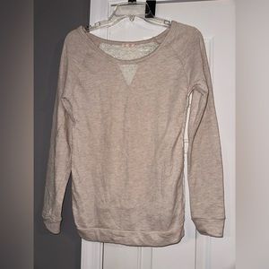 Tan long sleeve shirt w/ floral lace back